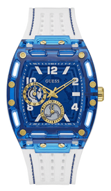 Guess Phoenix Multifunction Blue Dial White Rubber Strap Watch for Men - GW0499G6 Buy Now By Guess