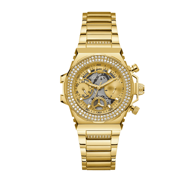 Guess Fusion Chronograph Gold Dial Gold Steel Strap Watch for Women - GW0552L2 Buy Now By Guess