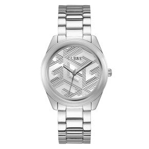 Shop Guess Cubed Analog Silver Dial Silver Steel Strap Watch For Women - GW0606L1 in USA