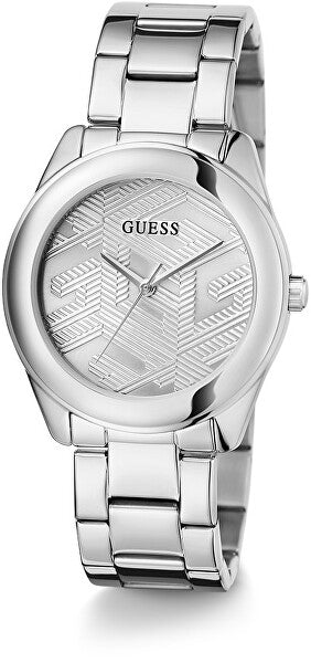 Shop Guess Cubed Analog Silver Dial Silver Steel Strap Watch For Women - GW0606L1 in USA