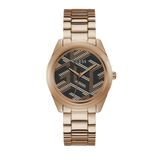 Shop Guess Cubed Analog Black Dial Rose Gold Steel Strap Watch For Women - GW0607L3 in USA