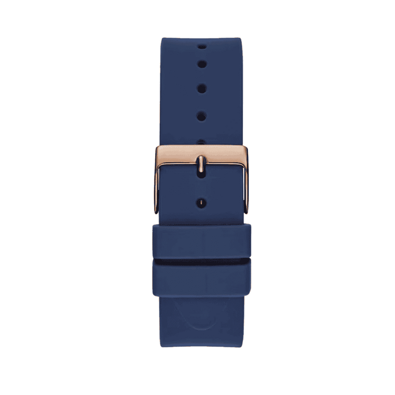 Guess Cubed Analog Rose Gold Dial Blue Leather Strap Watch For Women - GW0665L2 Buy Now By Guess