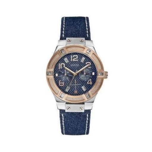Guess Jet Setter Analog Blue Dial Blue Denim Strap Watch For Women - W0289L1 Buy Now By Guess