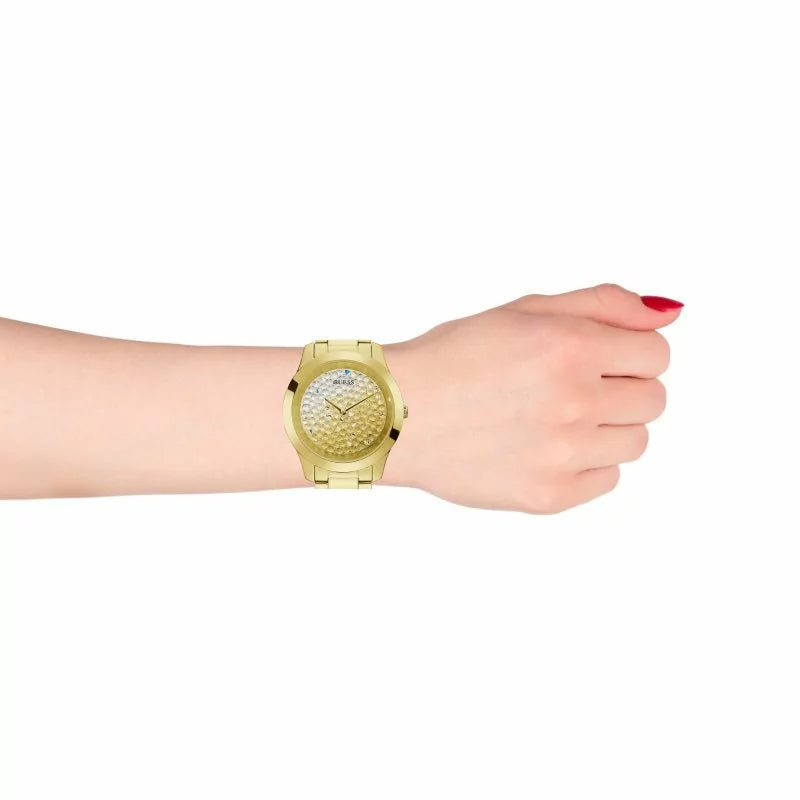 Shop Guess Crush Gold Dial Gold Steel Strap Watch For Women - GW0020L2 in USA
