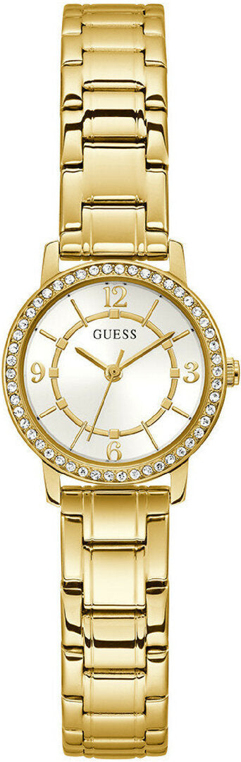 Shop Guess Analog Diamonds Silver Dial Gold Steel Strap Watch For Women - W1013l2 in USA