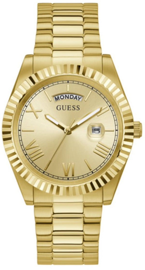 Shop Guess Connoisseur Gold Dial Gold Steel Strap Watch for Men - GW0265G2 in USA