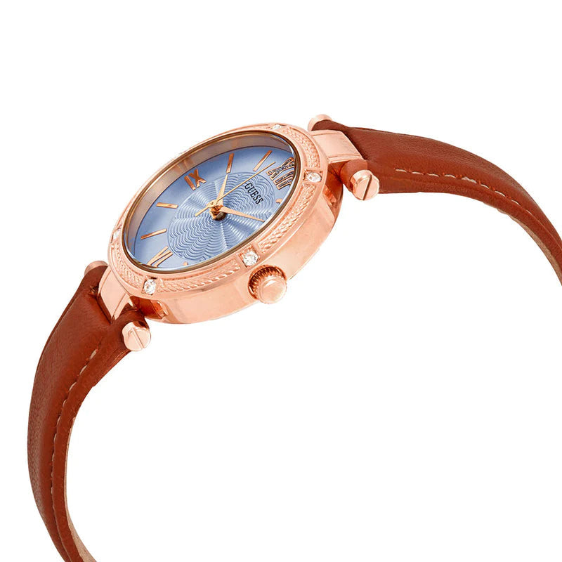 Guess Park Avenue Blue Dial Brown Leather Strap Watch for Women - W0838L2 Buy Now By Guess