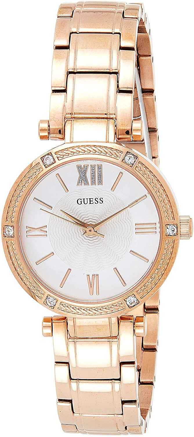 Guess Park Ave White Dial Rose Gold Steel Strap Watch for Women - W0767L3 Buy Now By Guess