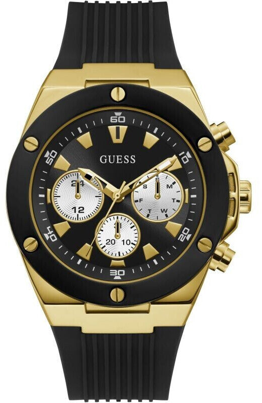 Shop Guess Poseidon Chronograph Black Dial Black Rubber Strap Watch for Men - GW0057G1 in USA