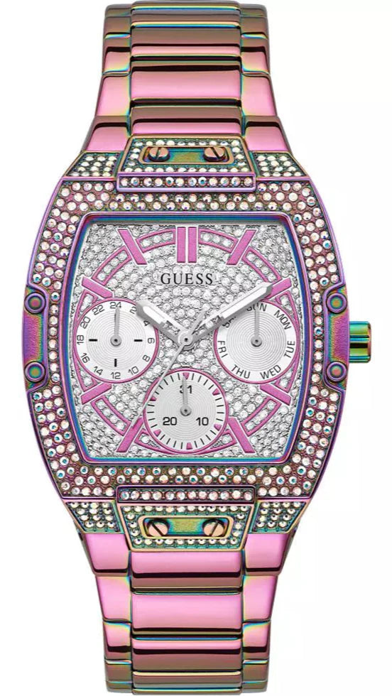 Shop Guess Phoenix Chronograph Crystals Silver Dial Pink Steel Strap Watch For Women - GW0104L4 in USA