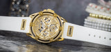 Guess Queen Quartz Gold Dial White Silicone Strap Watch For Women - GW0536L2 Buy Now By Guess