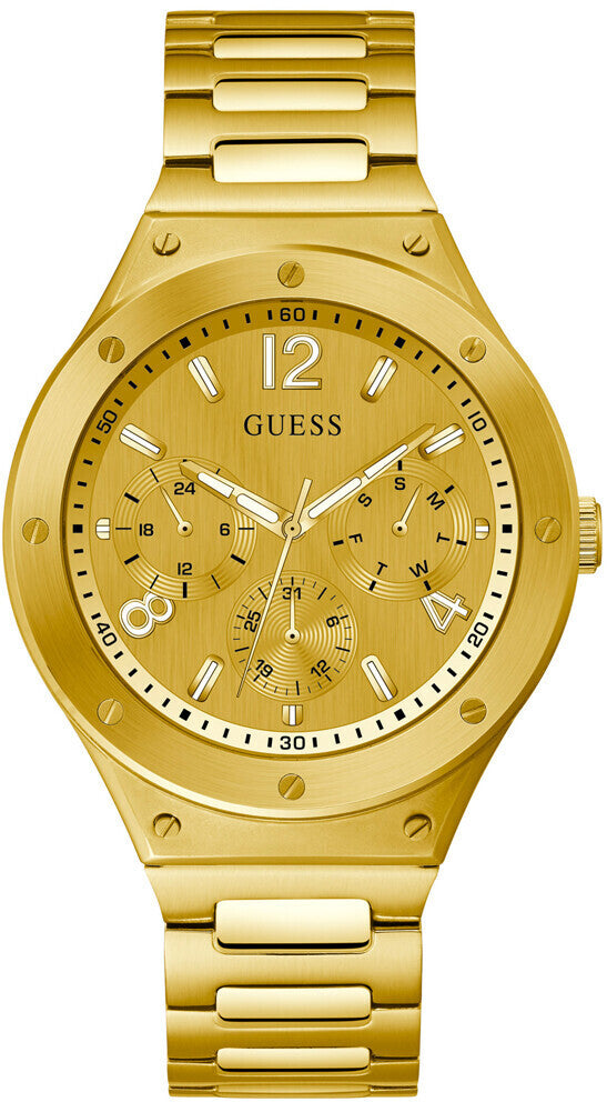 Shop Guess Scope Gold Dial Gold Steel Strap Watch for Men - GW0454G2 in USA
