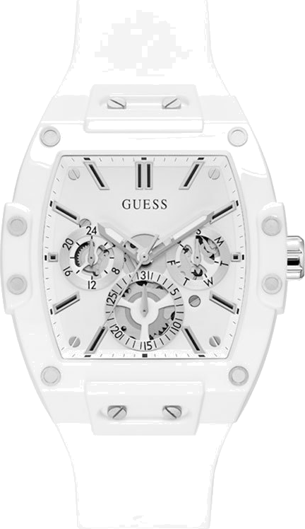 Shop Guess Phoenix Multifunction White Dial White Rubber Strap Watch for Men - GW0203G2 in USA