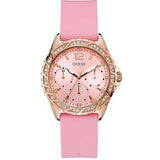 Shop Guess Sparkling Diamonds Pink Dial Pink Rubber Strap Watch for Women - W0032L9 in USA