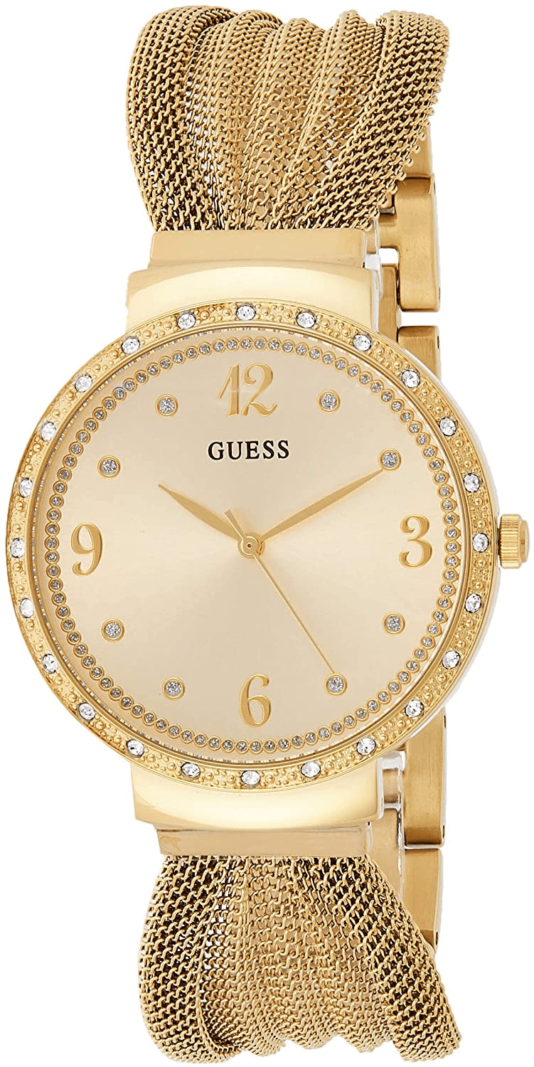 Guess Chiffon Gold Dial Gold Mesh Bracelet Watch For Women - W1083L2 Buy Now By Guess