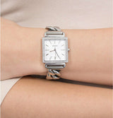Shop Guess Vanity Diamonds White Dial Silver Steel Strap Watch for Women - W1030L1 in USA
