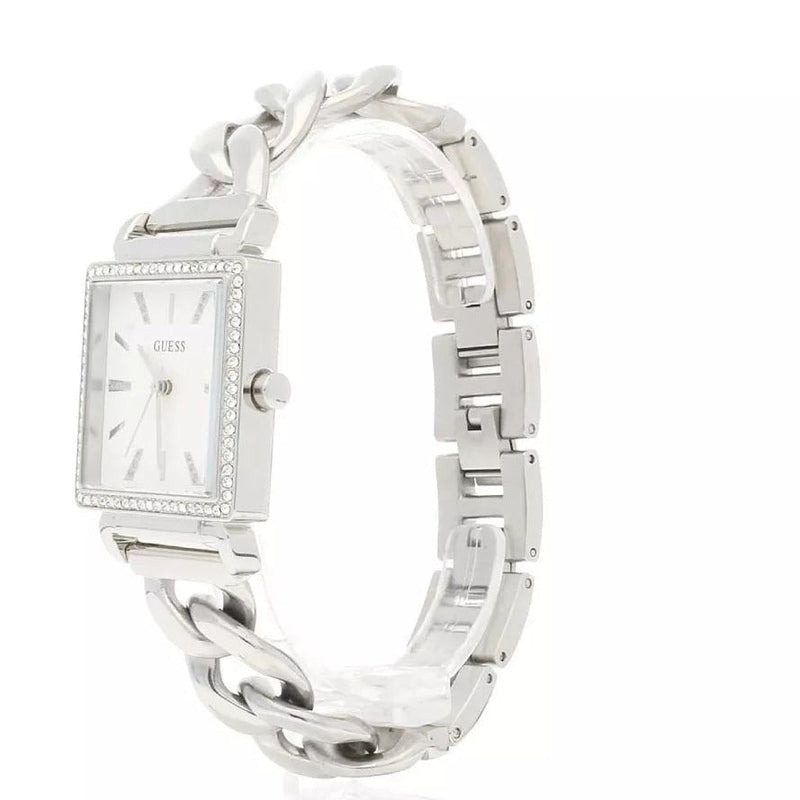 Shop Guess Vanity Diamonds White Dial Silver Steel Strap Watch for Women - W1030L1 in USA