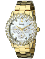 Guess Dazzler Diamonds Silver Dial Gold Steel Strap Watch for Women - W0335L2 Buy Now By Guess