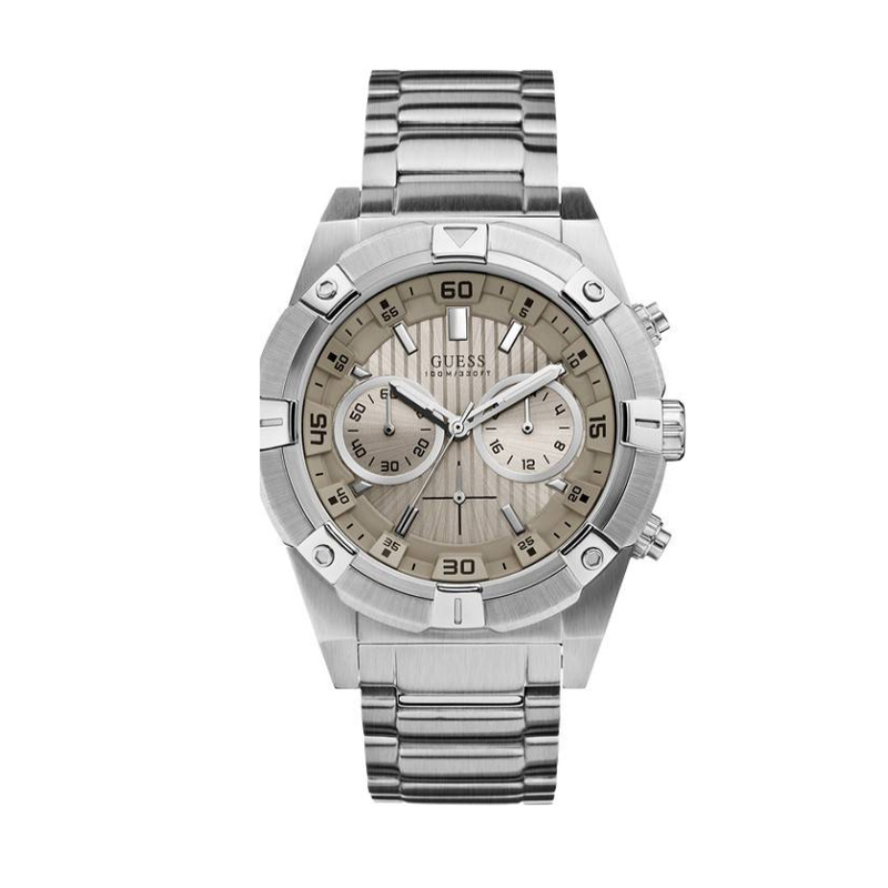 Guess Jolt Chronograph Grey Dial Silver Steel Strap Watch for Men - W0377G1 Buy Now By Guess