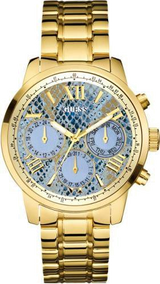 Guess Mini Sunrise Quartz Blue Dial Gold Steel Strap Watch For Women - W0448L6 Buy Now By Guess
