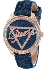 Guess Little Flirt Quartz Blue Dial Blue Leather Strap Watch For Women - W0456L6 Buy Now By Guess