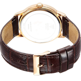 Guess Wafer Quartz Beige Dial Brown Leather Strap Watch For Men - W0496G1 Buy Now By Guess