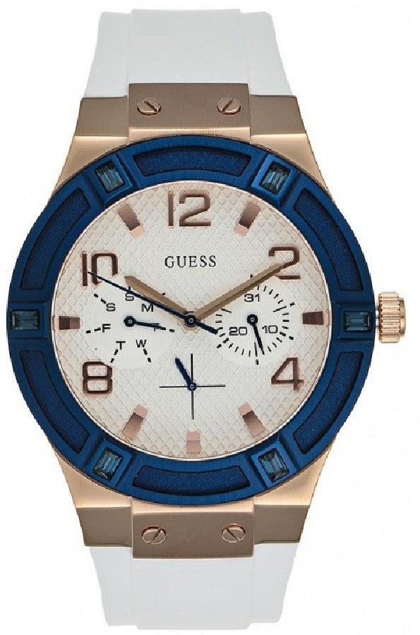 Guess Jet Setter White Dial White Rubber Strap Watch for Women - W0564L1 Buy Now By Guess
