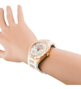 Guess Luna Diamonds White Dial White Rubber Strap Watch for Women - W0653L4 Buy Now By Guess