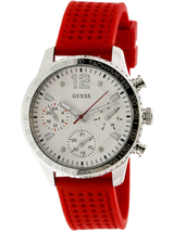 Guess Marina Chronograph Quartz White Dial Red Rubber Strap Watch for Women - W1025L2