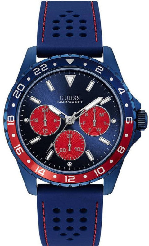Shop Guess Odyssey Analog Blue Dial Blue Rubber Strap Watch For Men - W1108G1 in USA