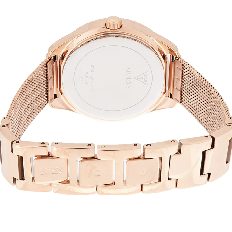 Shop Guess Tri Glitz Quartz Diamonds Rose Gold Dial Rose Gold Mesh Bracelet Watch For Women - W1142L4 in USA