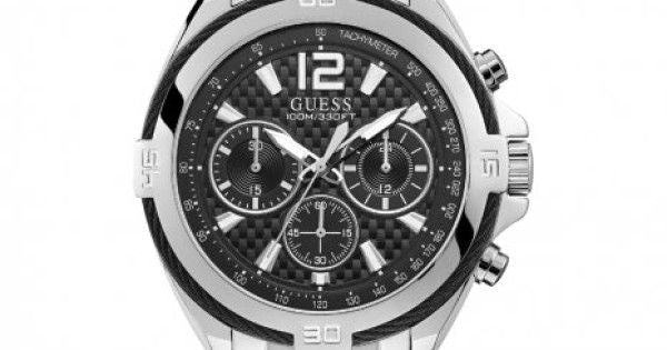 Guess Surge Chronograph Black Dial Silver Steel Strap Watch for Men - W1258G1 Buy Now By Guess