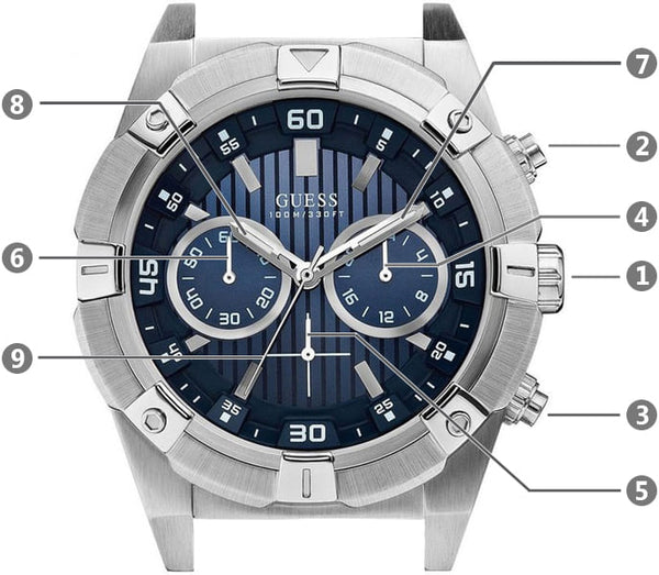 Shop Guess Jolt Chronograph Blue Dial Silver Steel Strap Watch for Men - W0377G2 in USA