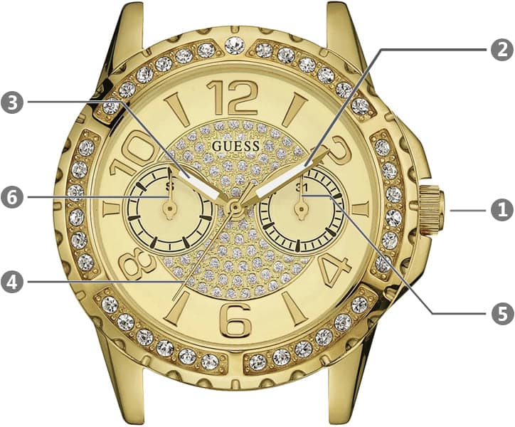Guess Sassy Analog Quartz Gold Dial Gold Steel Strap Watch For Women - W0705L2