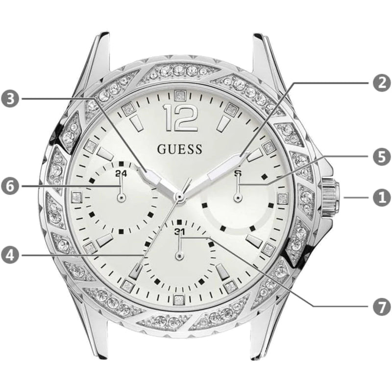 Guess Swirl Quartz Silver Dial White Silicone Strap Watch for Women - W1096L1 Buy Now By Guess