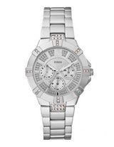 Shop Guess Vista Diamonds Silver Dial Silver Steel Strap Watch for Women - W12080L1 in USA