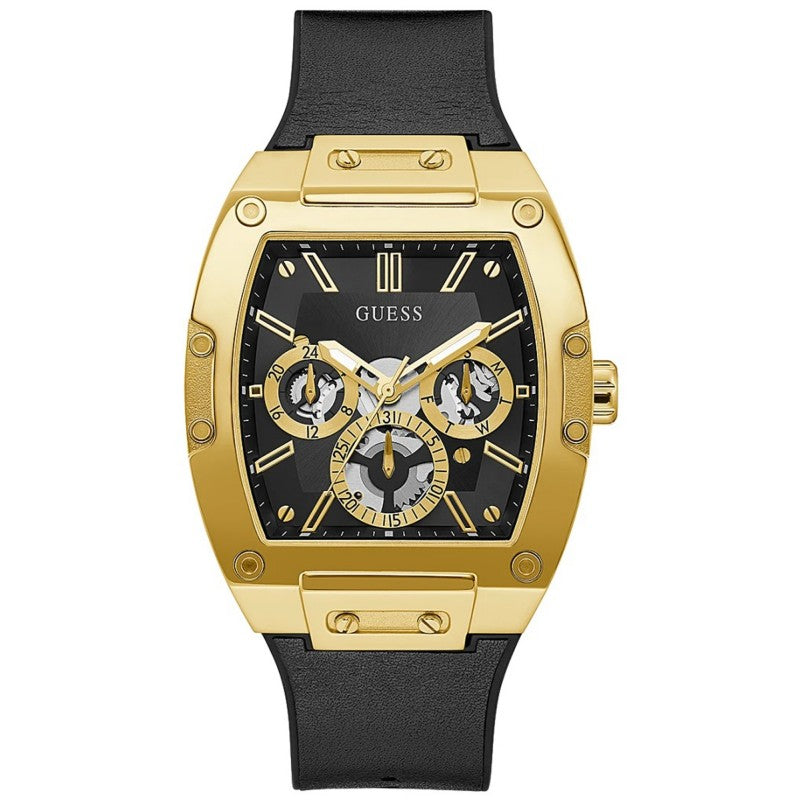 Guess Phoenix Multifunction Black Dial Black Leather Strap Watch for Men - GW0202G1 Buy Now By Guess