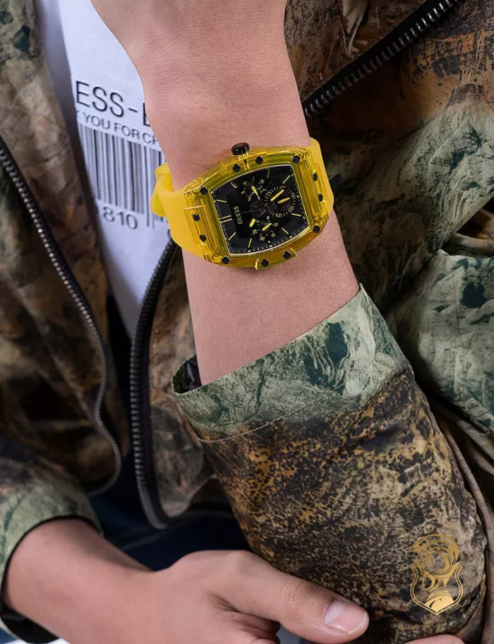 Guess Phoenix Multi Function Black Dial Yellow Rubber Strap Watch for Men - GW0203G6 Buy Now By Guess
