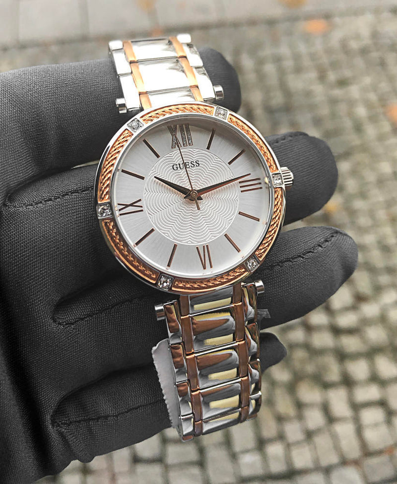 Guess Park Ave Silver Dial Two Tone Steel Strap Watch for Women - W0636L1 Buy Now By Guess