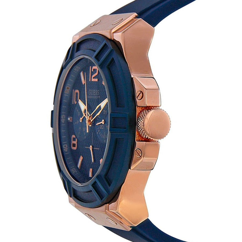 Shop Guess Rigor Blue Dial Blue Silicone Strap Watch For Men - W0247G3 in USA