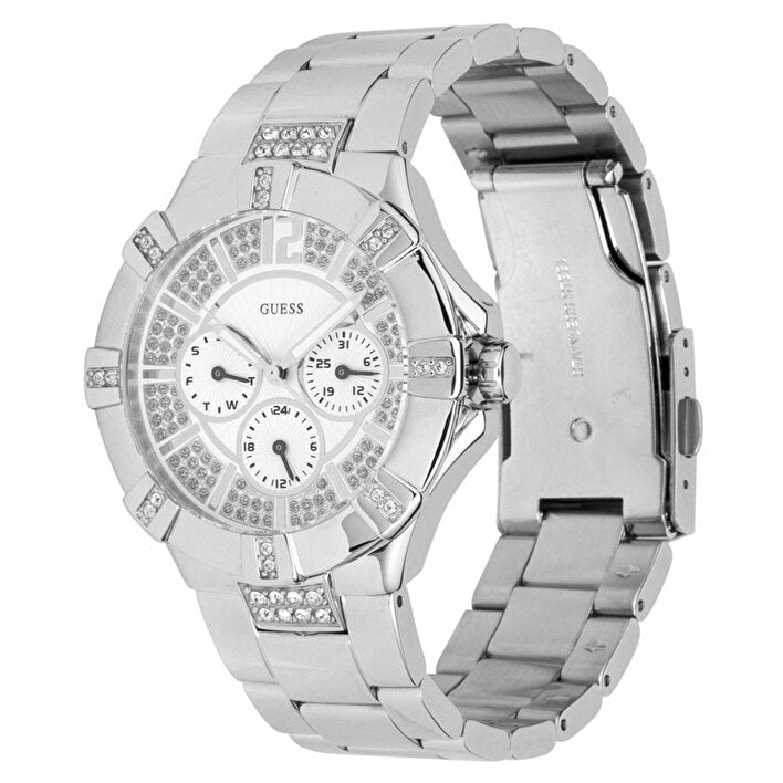 Shop Guess Vista Diamonds Silver Dial Silver Steel Strap Watch for Women - W12080L1 in USA
