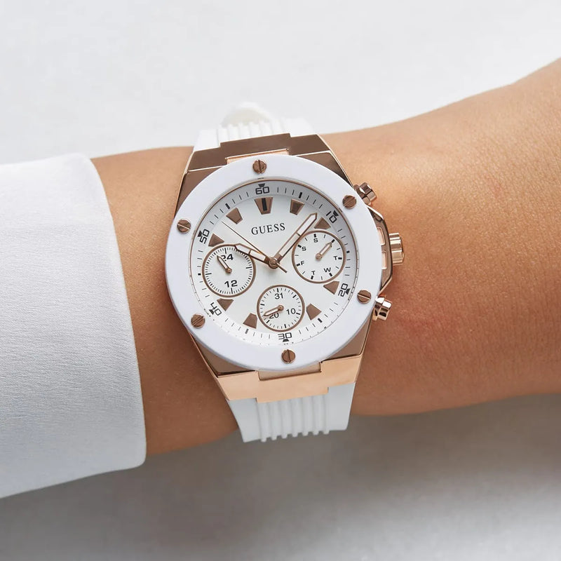 Guess Athena White Dial White Rubber Strap Watch For Women - GW0030L3 Buy Now By Guess