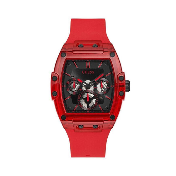 Guess Phoenix Multifunction Black Dial Red Rubber Strap Watch for Men - GW0203G5 Buy Now By Guess