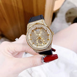 Guess Princess Crystals Gold Dial Black Silicone Strap Watch For Women - GW0439L2 Buy Now By Guess