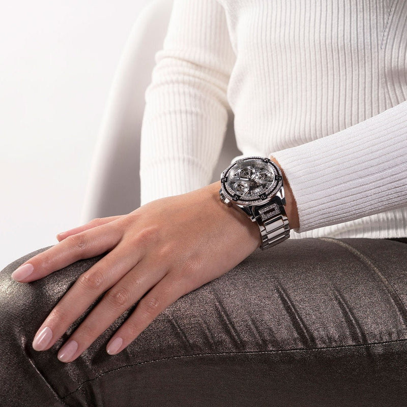 Guess Queen Quartz Silver Dial Silver Steel Strap Watch For Women - GW0464L1 Buy Now By Guess
