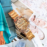 Guess Queen Multifunction Rose Gold Dial Rose Gold Steel Strap Watch For Women - GW0464L3 Buy Now By Guess