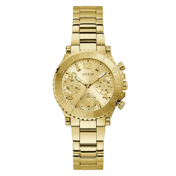 Guess Cosmic Chronograph Gold Dial Gold Steel Strap Watch for Women - GW0465L1 Buy Now By Guess