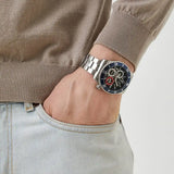 Guess Axle Multifunction Black Dial Silver Steel Strap Watch For Men - GW0488G1 Buy Now By Guess