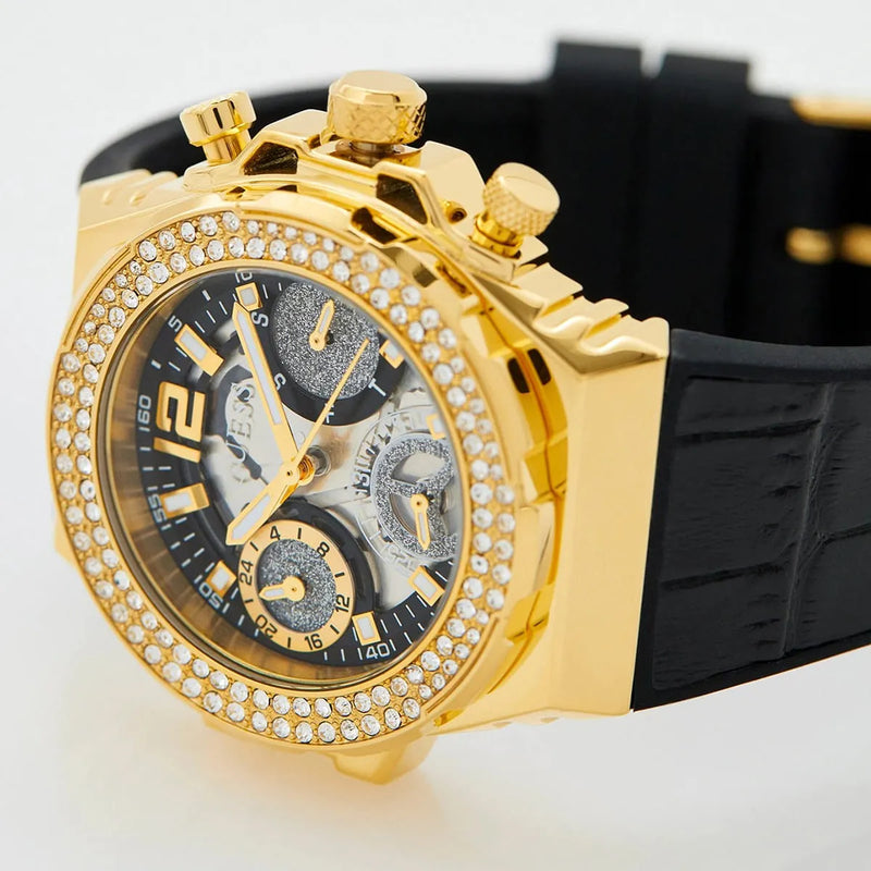 Guess Fusion Chronograph Black Dial Black Leather Strap Watch For Women - GW0553L4 Buy Now By Guess