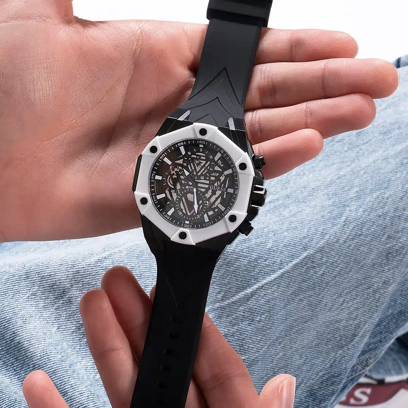 Guess Formula Chronograph Black Dial Black Silicone Strap Watch For Men - GW0579G1 Buy Now By Guess
